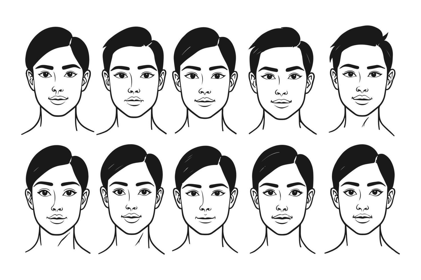 Simplified Minimalist Head Outlines vector