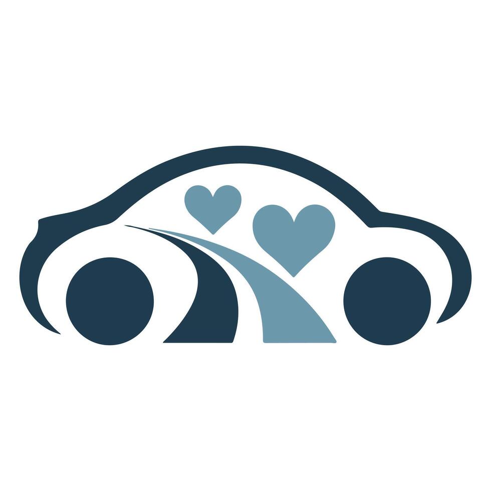 Stylized Car with Heart Icon vector