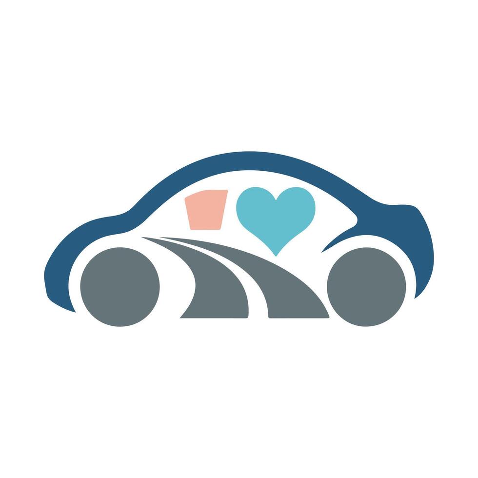 Modern Car With Heart Logo vector