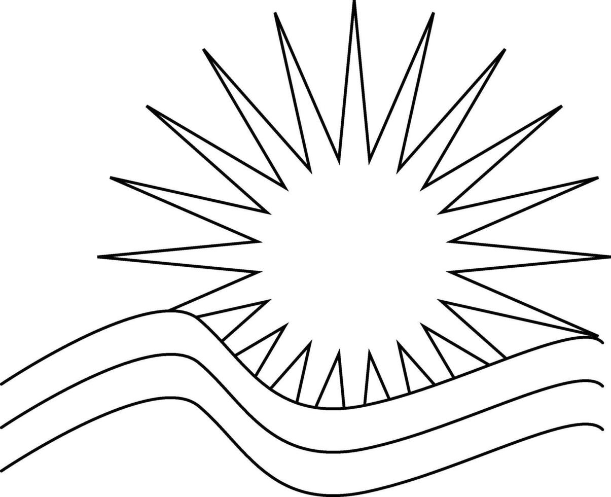 Sun and waves coloring pages vector