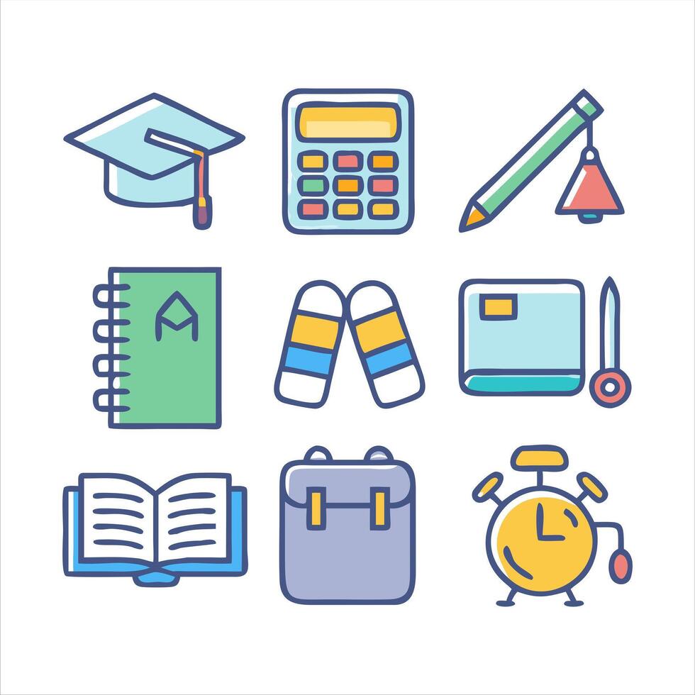 Collection of back to school theme icons vector