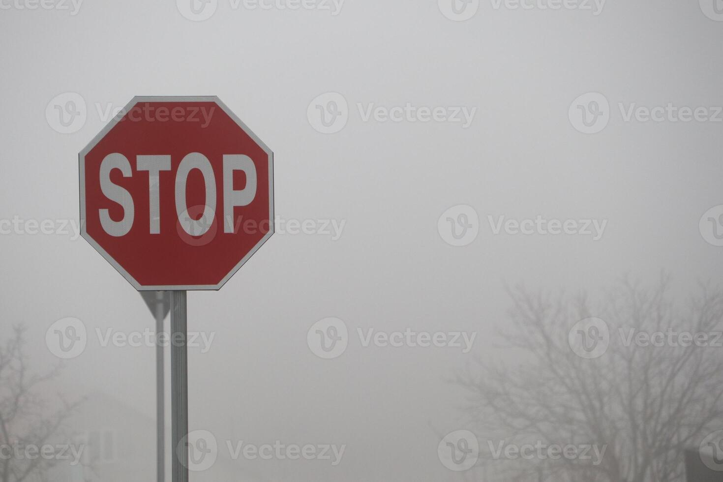 A Foggy Stop Sign Set Amidst A Mysterious And Enigmatic Atmosphere That Captures Attention photo
