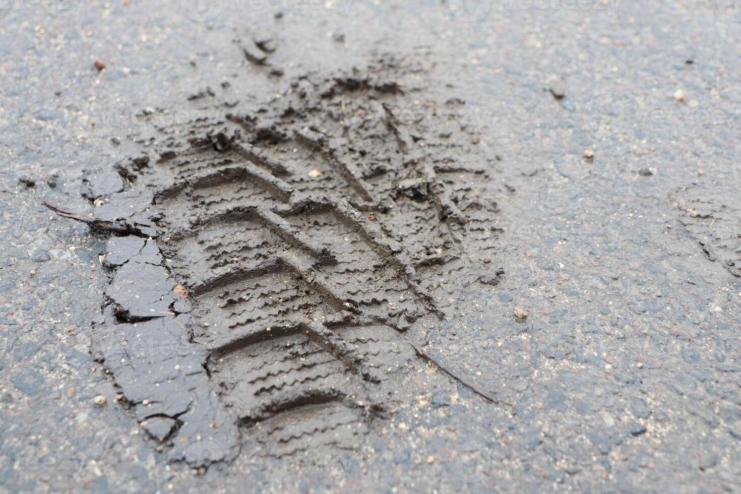 Imprint of Tire Tracks in a Wet Surface, Capturing Unique Details and Textures of Nature photo
