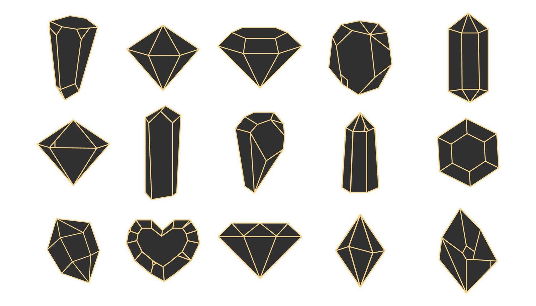 Crystal gemstone polygon stone, contour gem, polyhedron minimal. Elegant outline geometric quartz, jewel. Mineral linear icon. vector