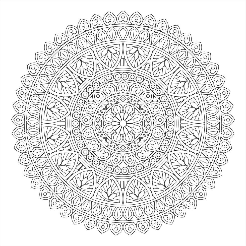 Outline Mandala for Coloring Book Page. Oriental Mandala . Mandala Coloring book line art illustration. abstract mandala pattern. Line drawing mandala coloring page vector