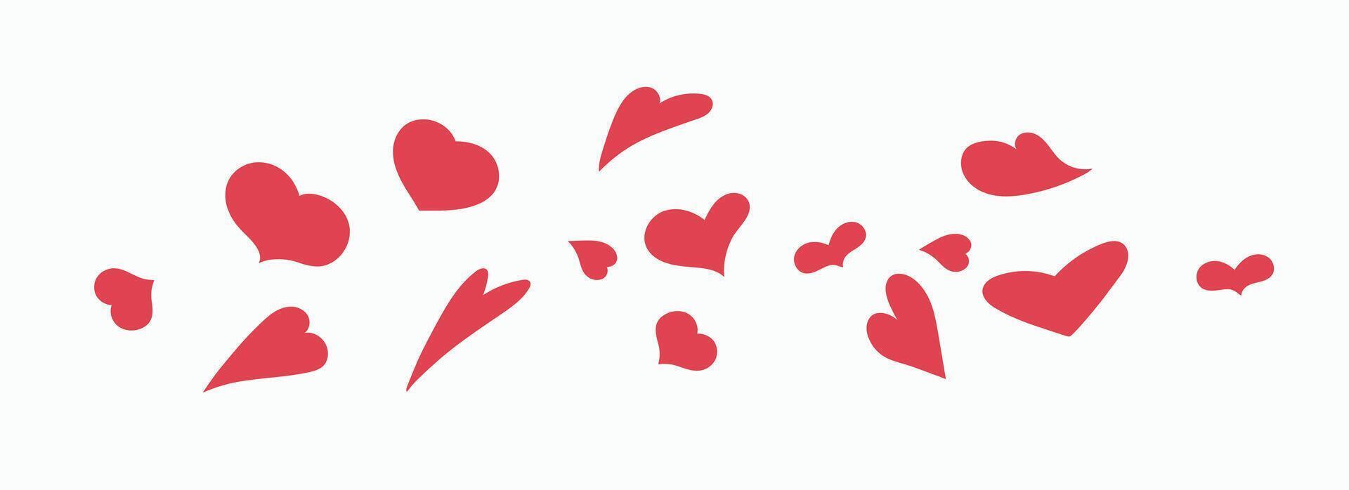 Valentines hearts blowing by the wind banner background illustration vector