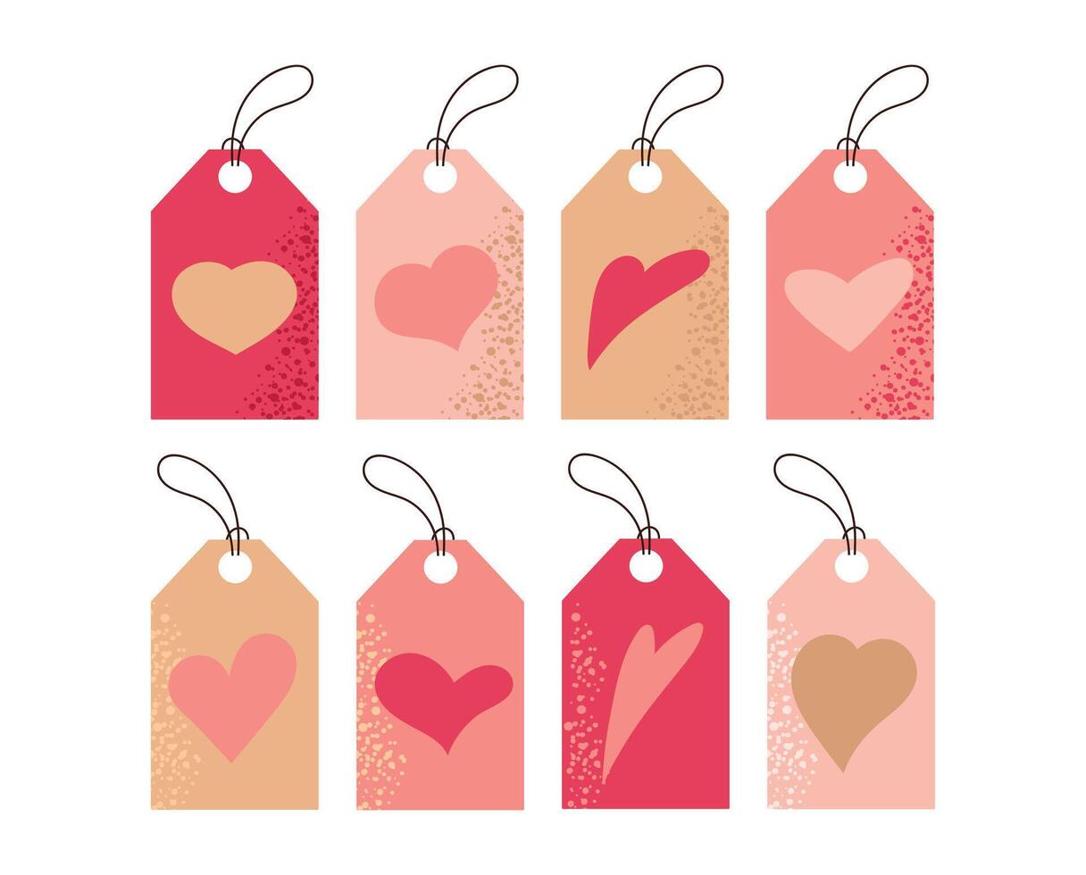 Valentine's cards labels posters gift tags with hearts set collection vector