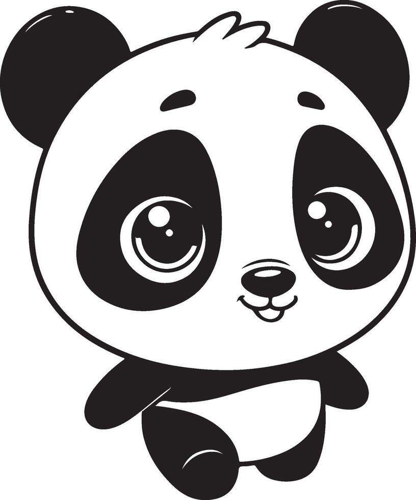 Panda Line Art Sketch - Playful Animal for Kid vector