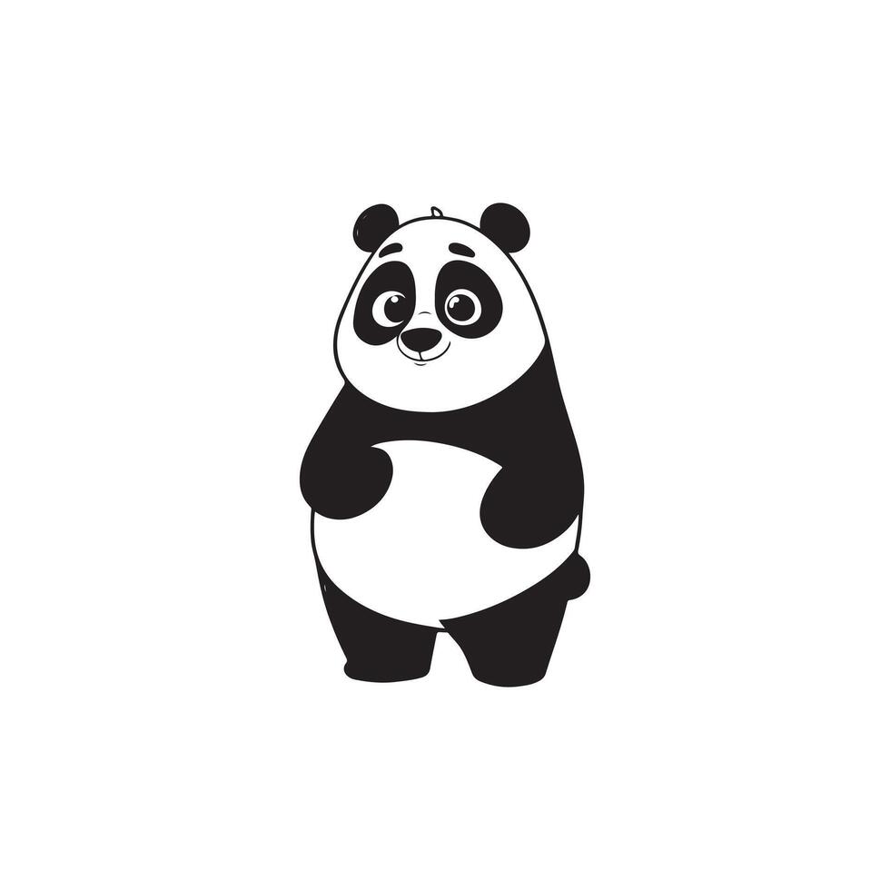 Panda Line Sketch - Cute Animal Illustration for Kid vector