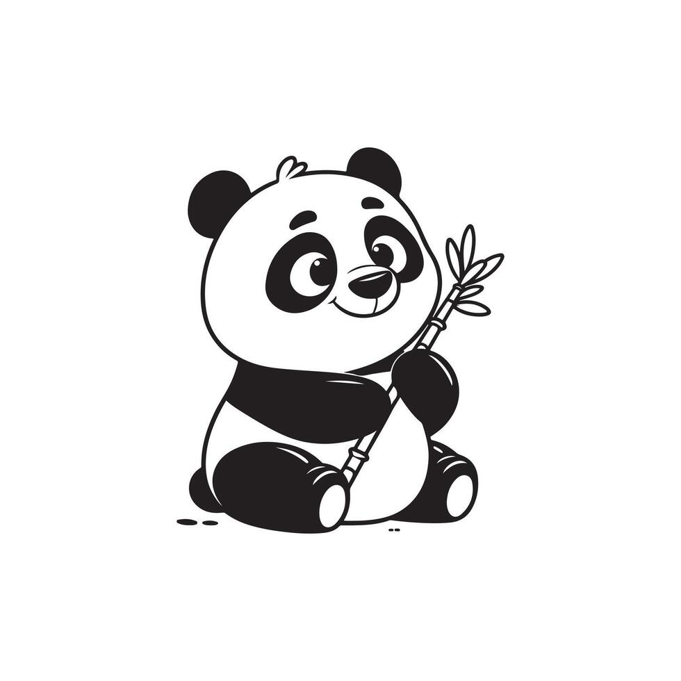 Minimal Panda Illustration - Line Art for Children vector