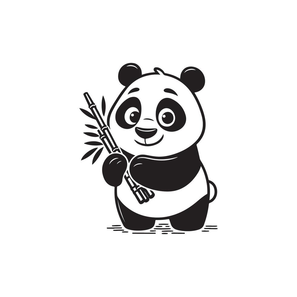 Panda Sketch in Minimalist Line Art Style for Kid vector