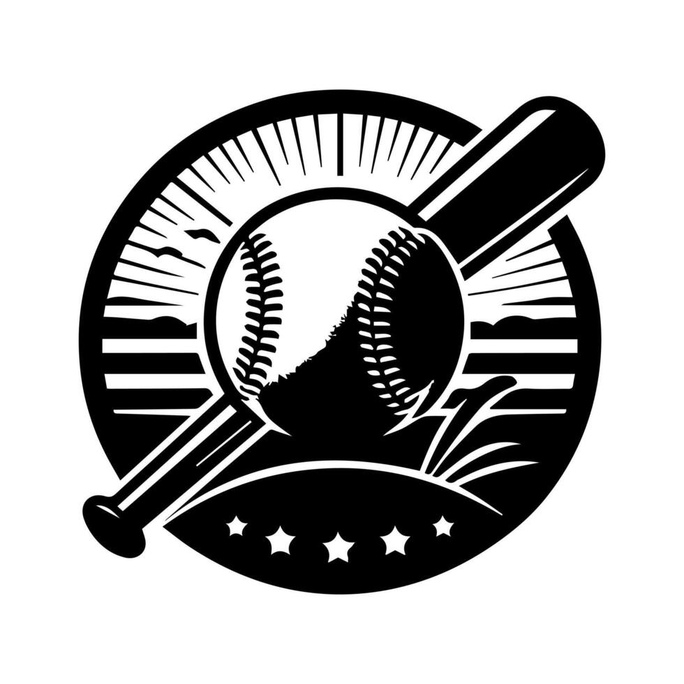 Baseball logo with bat and ball vector