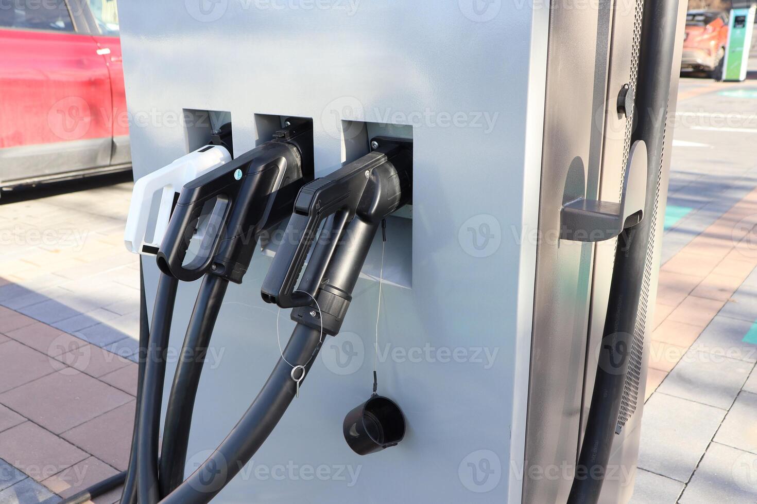 An Electric Vehicle Charging Station with Various Connectors for Convenient, Efficient Charging photo