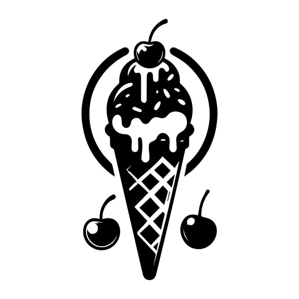 Ice cream sundae sticker vector