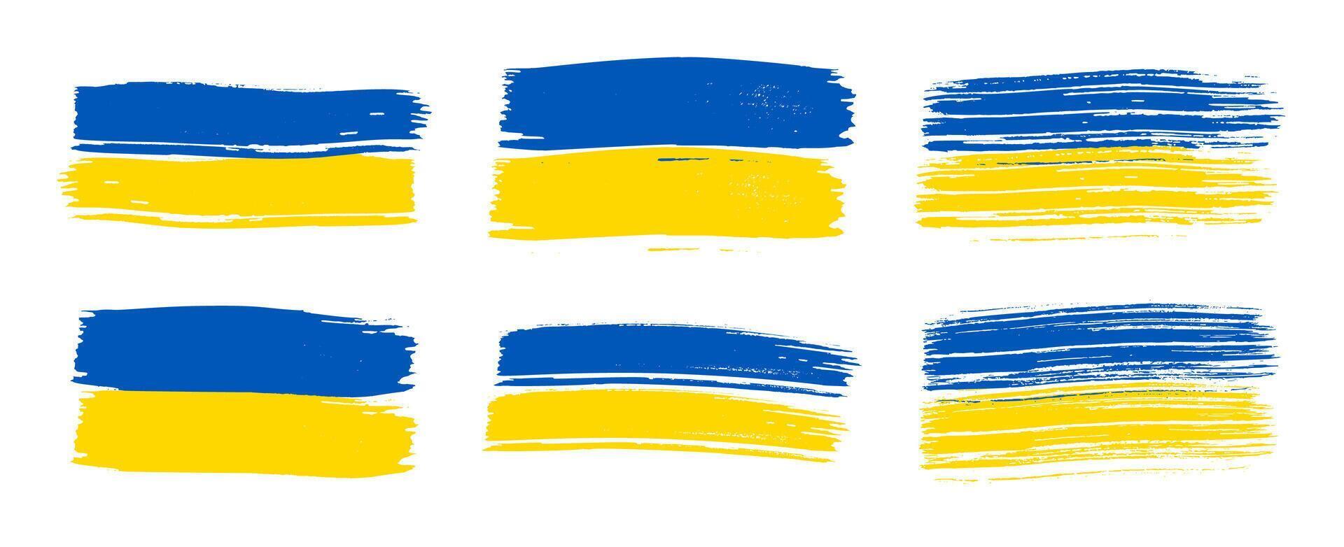 Set of Ukrainian national flags vector