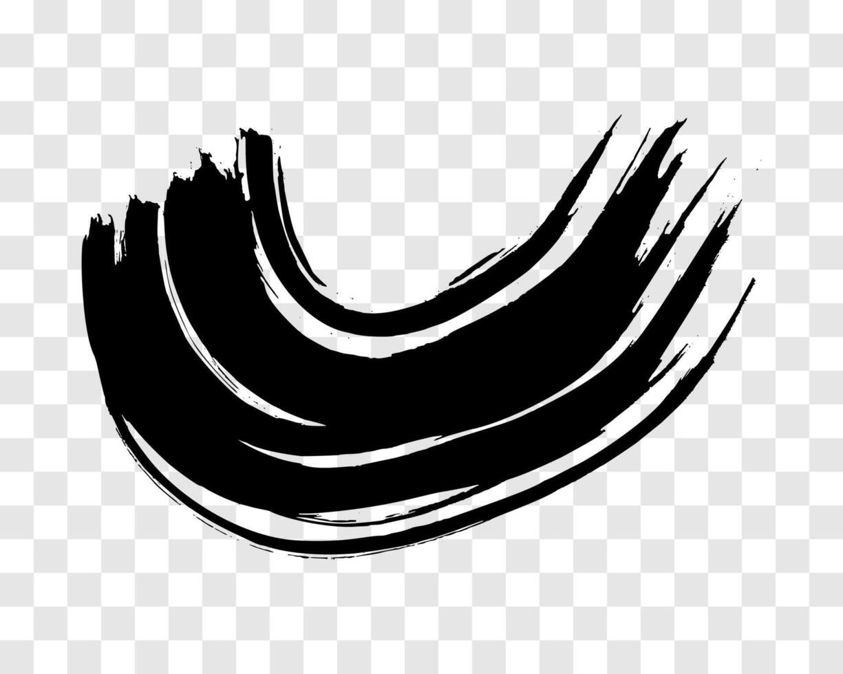 Black grunge semicircular brush strokes vector