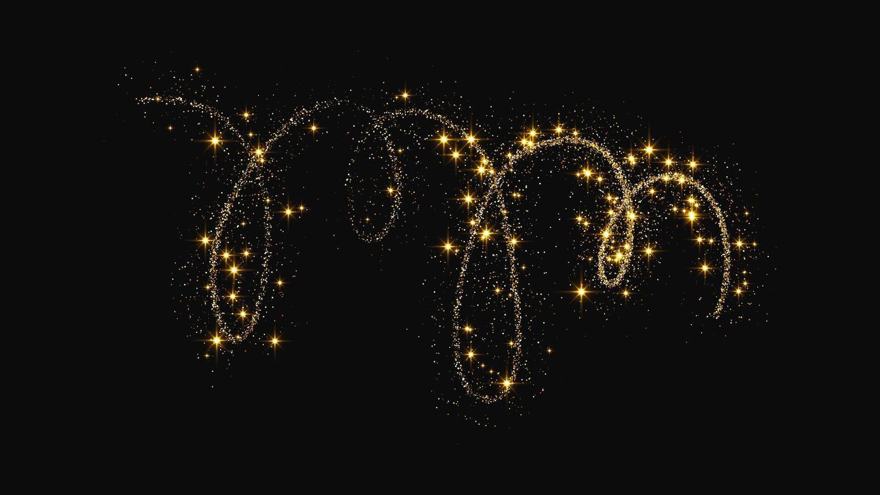 Gold glittering confetti wave and stardust vector
