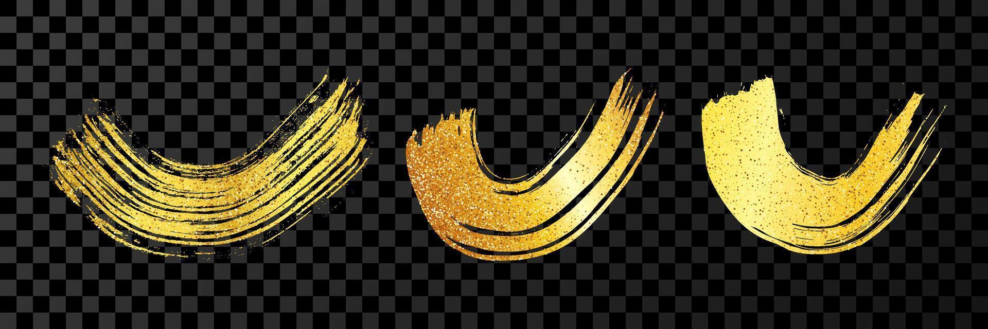 Gold grunge semicircular brush strokes vector