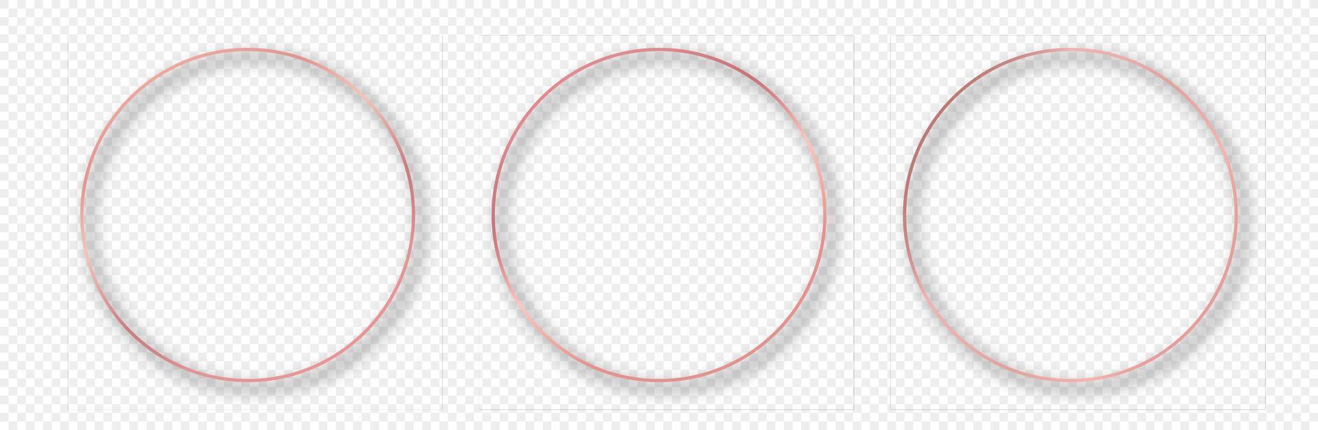 Rose gold glowing circle frame vector