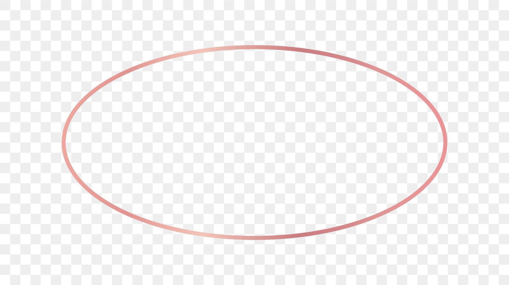 Rose gold glowing oval shape frame vector