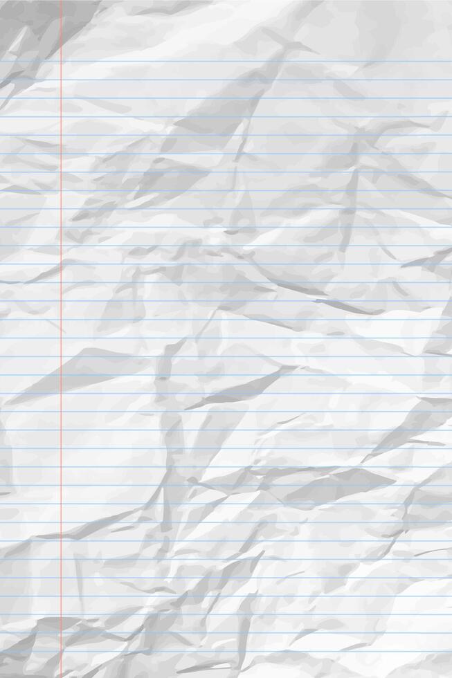 White clean crumpled notebook paper with lines vector