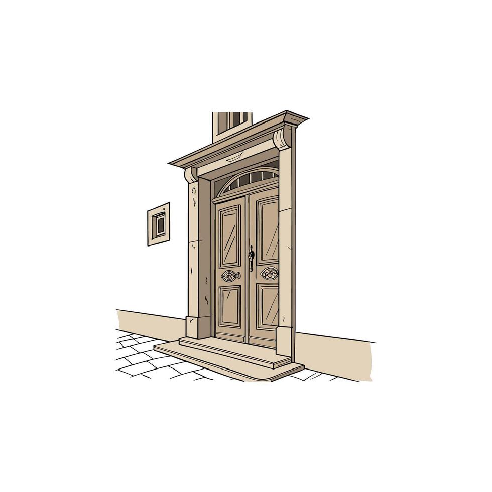 An illustration of a door with a window vector