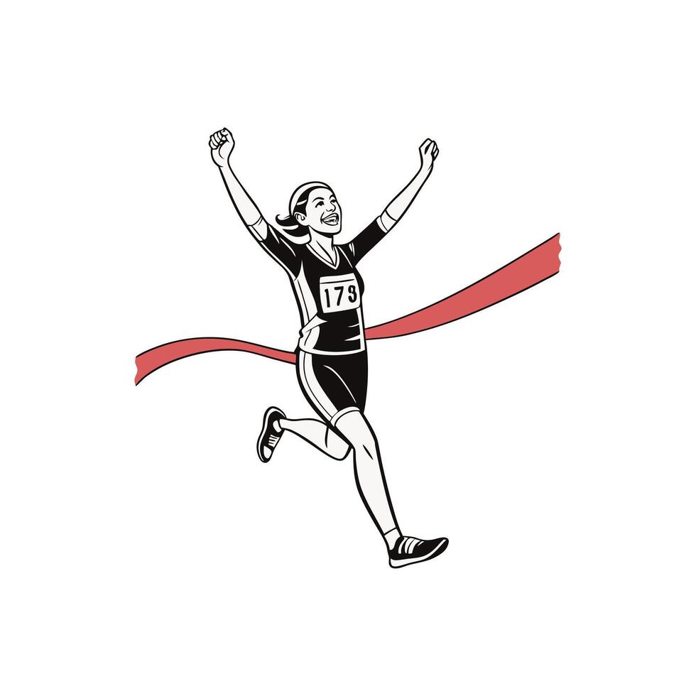 A woman running with her arms up in the air vector