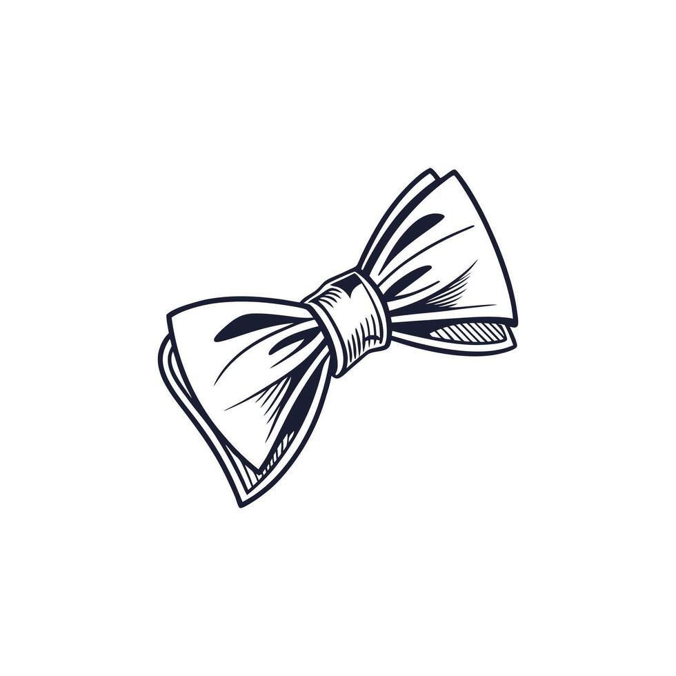 A black and white drawing of a bow tie vector