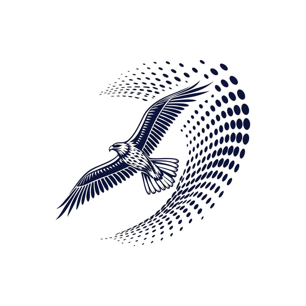 A hawk flying over a white background vector