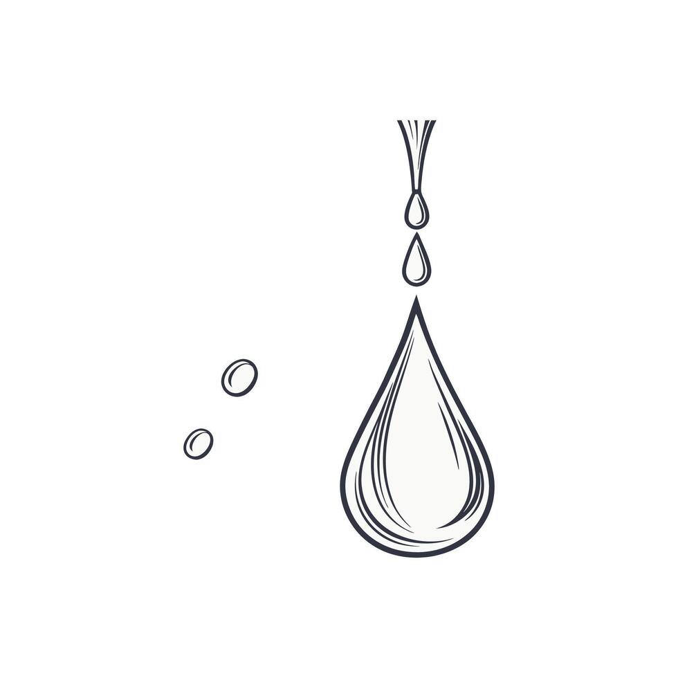 A drop of water is shown in a line drawing vector