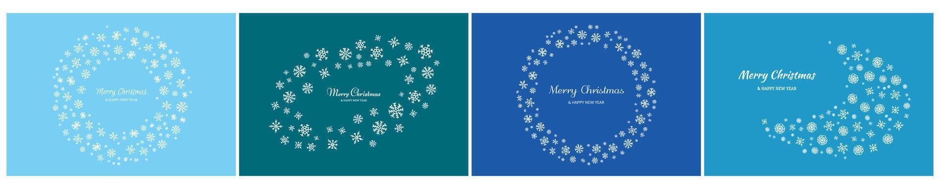 Set of Merry Christmas backgrounds with snowflakes vector