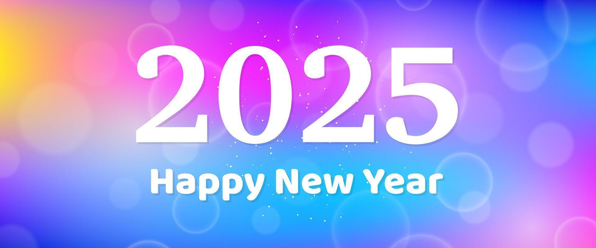 Happy new year 2025 inscription on blurred background vector