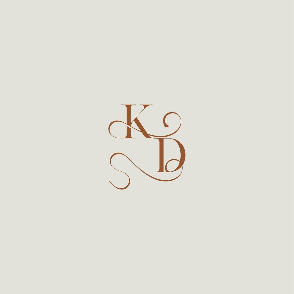 contemporary modern curvy monogram wedding style logo concept letter initial with thin line KD vector