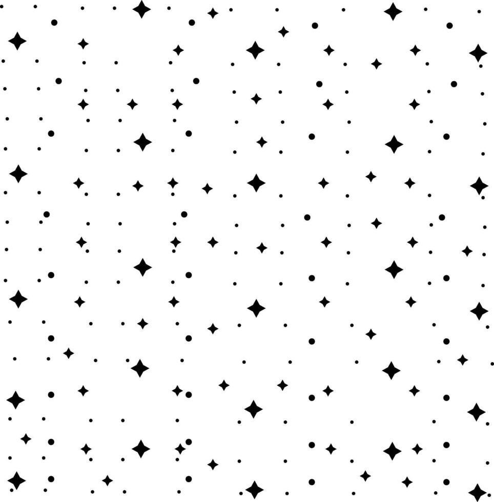 Seamless Star Pattern Featuring Four Point Stars on White Night Sky Illustration vector