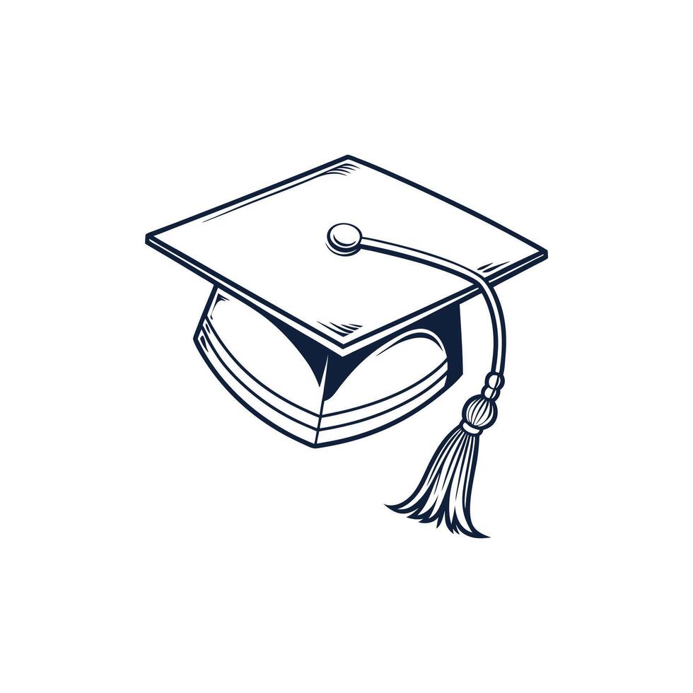 Graduation cap icon with tassel on white background vector