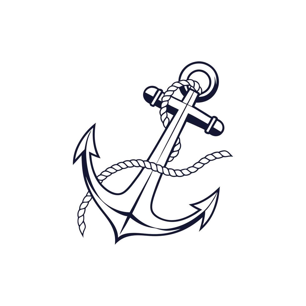 An anchor with rope on it is shown in this image vector