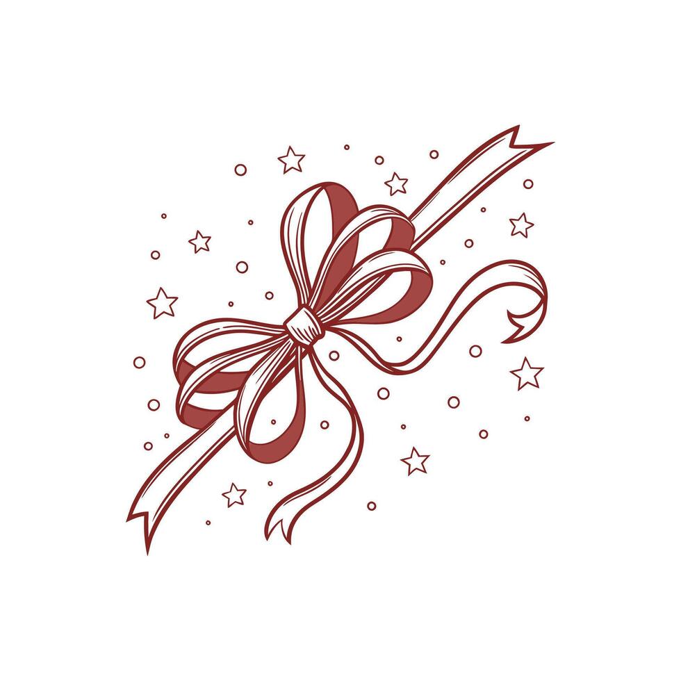 A red bow with stars on it vector
