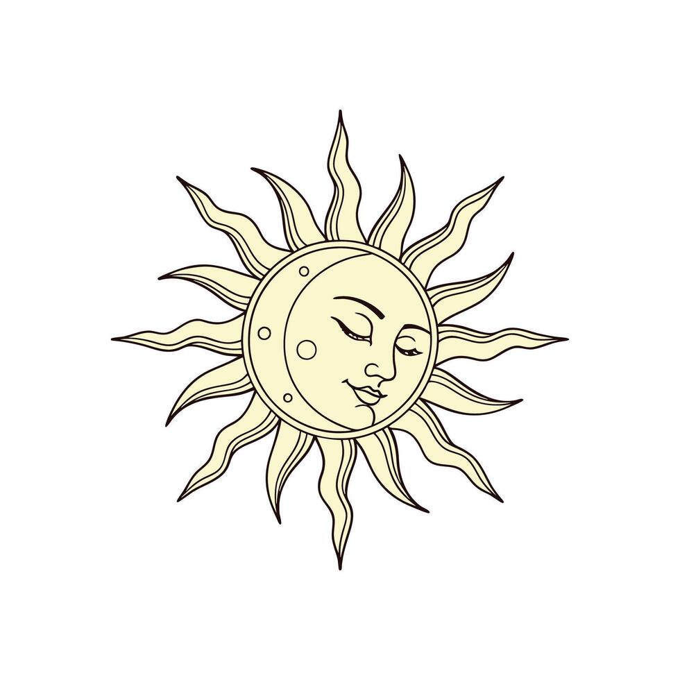Sun and moon tattoo design vector