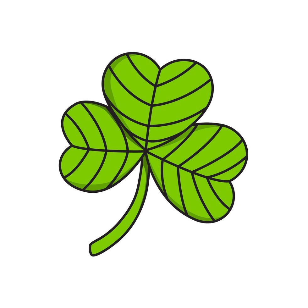 This is an illustration of a green shamrock or three leaf clover, often associated with Irish culture, St. Patricks Day, and good luck. vector