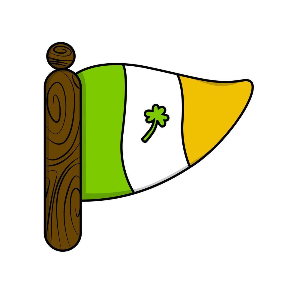 A stylized Irish flag featuring green, white, and orange stripes, with a shamrock in the center. Represents Irish culture and heritage. vector