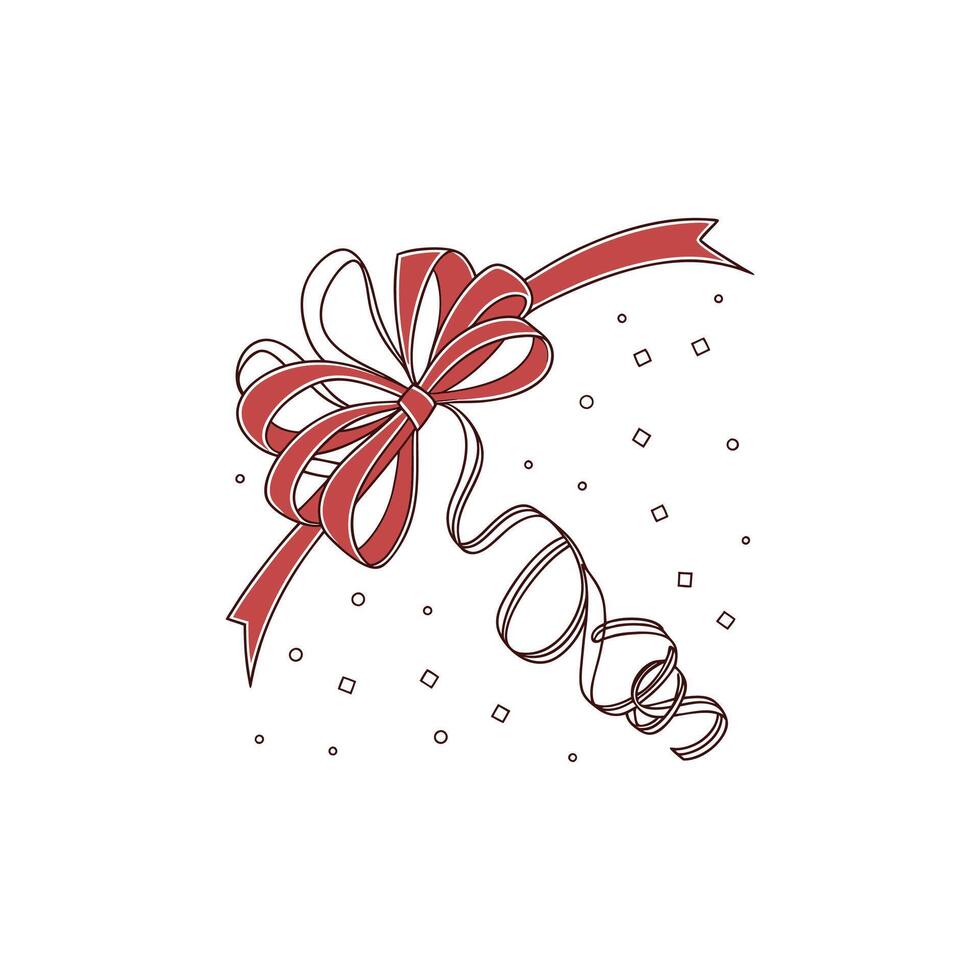 A red ribbon and bow on a white background vector