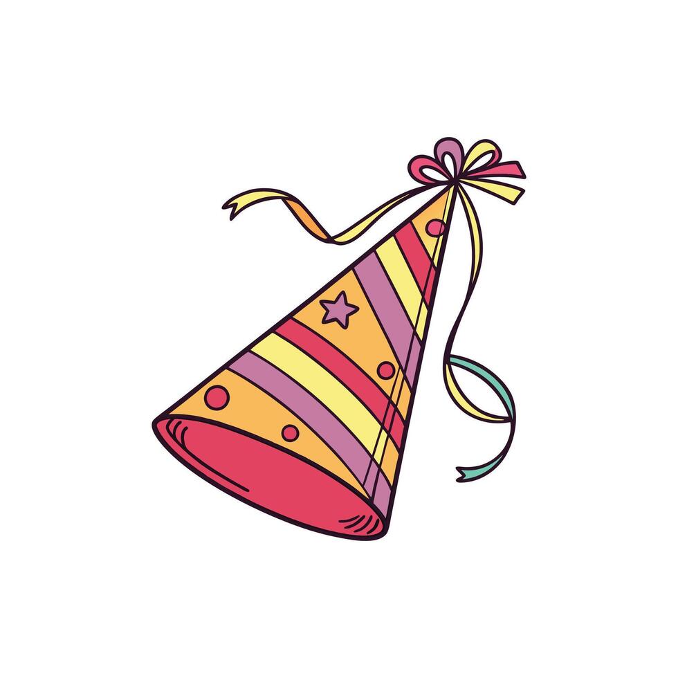 A party hat with a ribbon and a bow vector