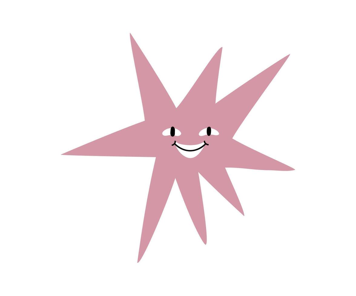 Cute star with emotions drawn in flat style. Hand drawn illustration. vector
