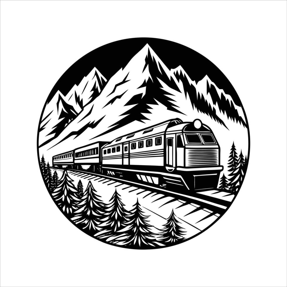 Majestic Mountain Train Journey vector