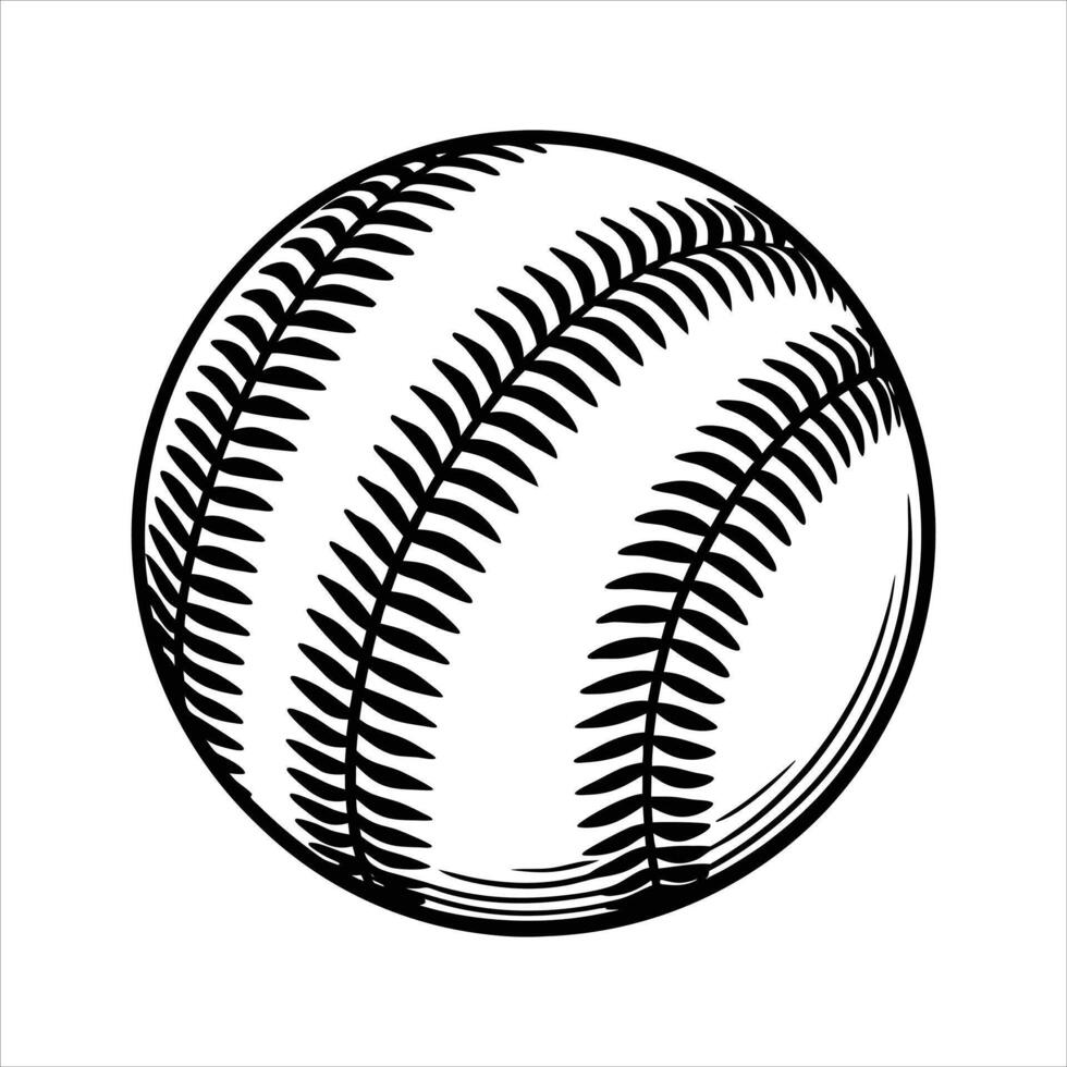 A white baseball with red stitching vector