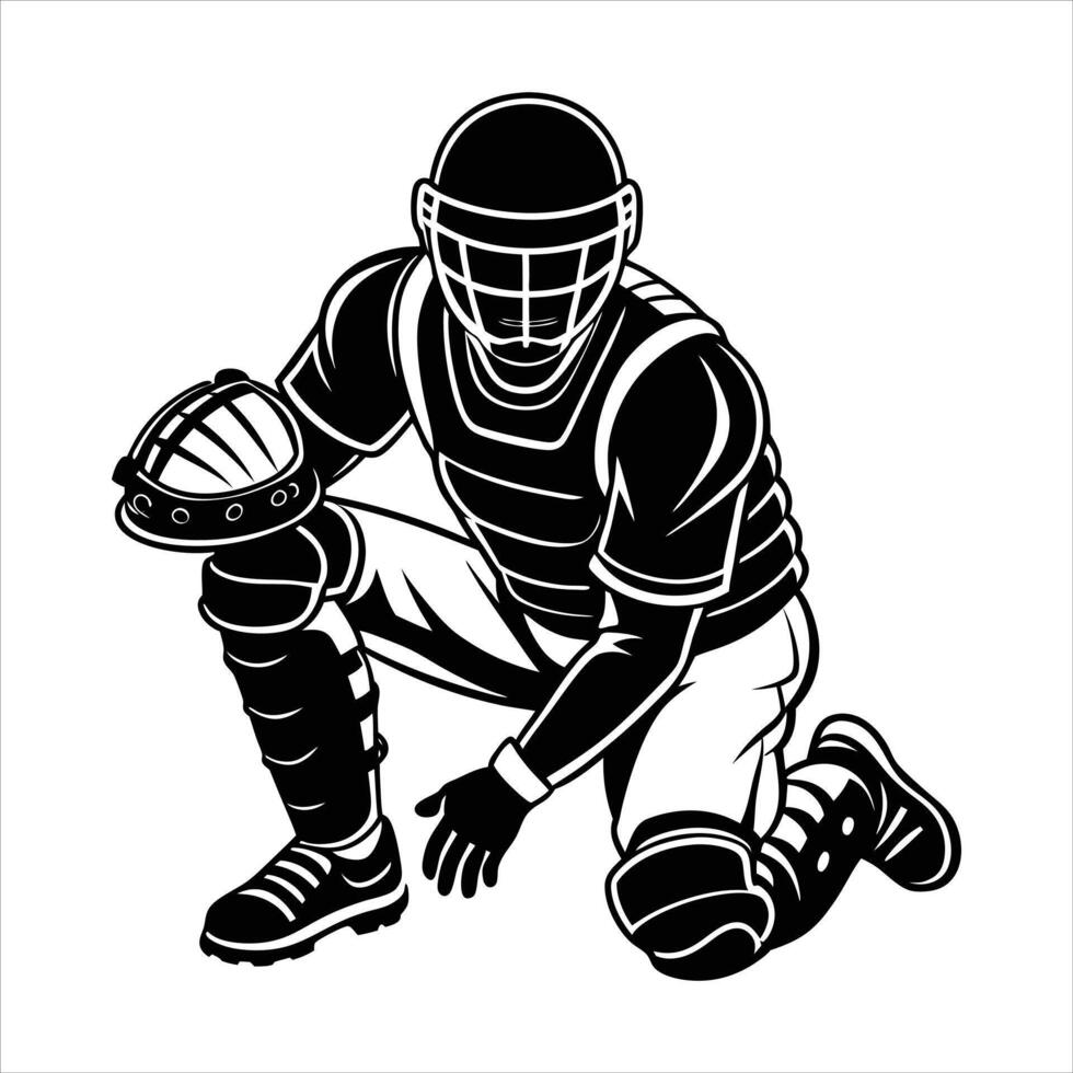 Baseball Catcher Silhouette vector