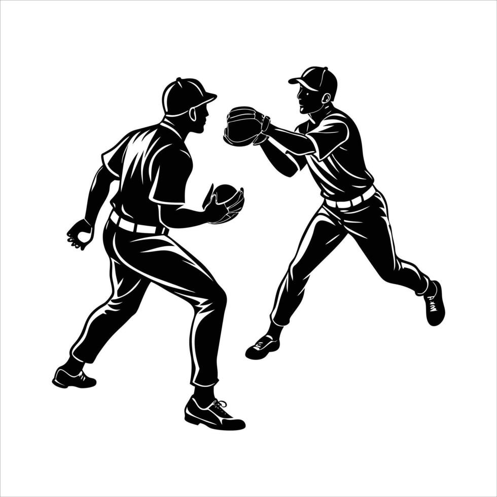 Baseball Double play action vector