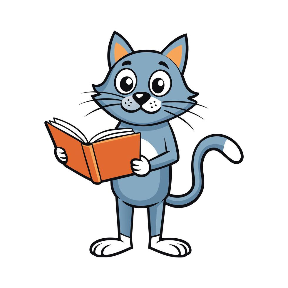 Cat Reading Book vector