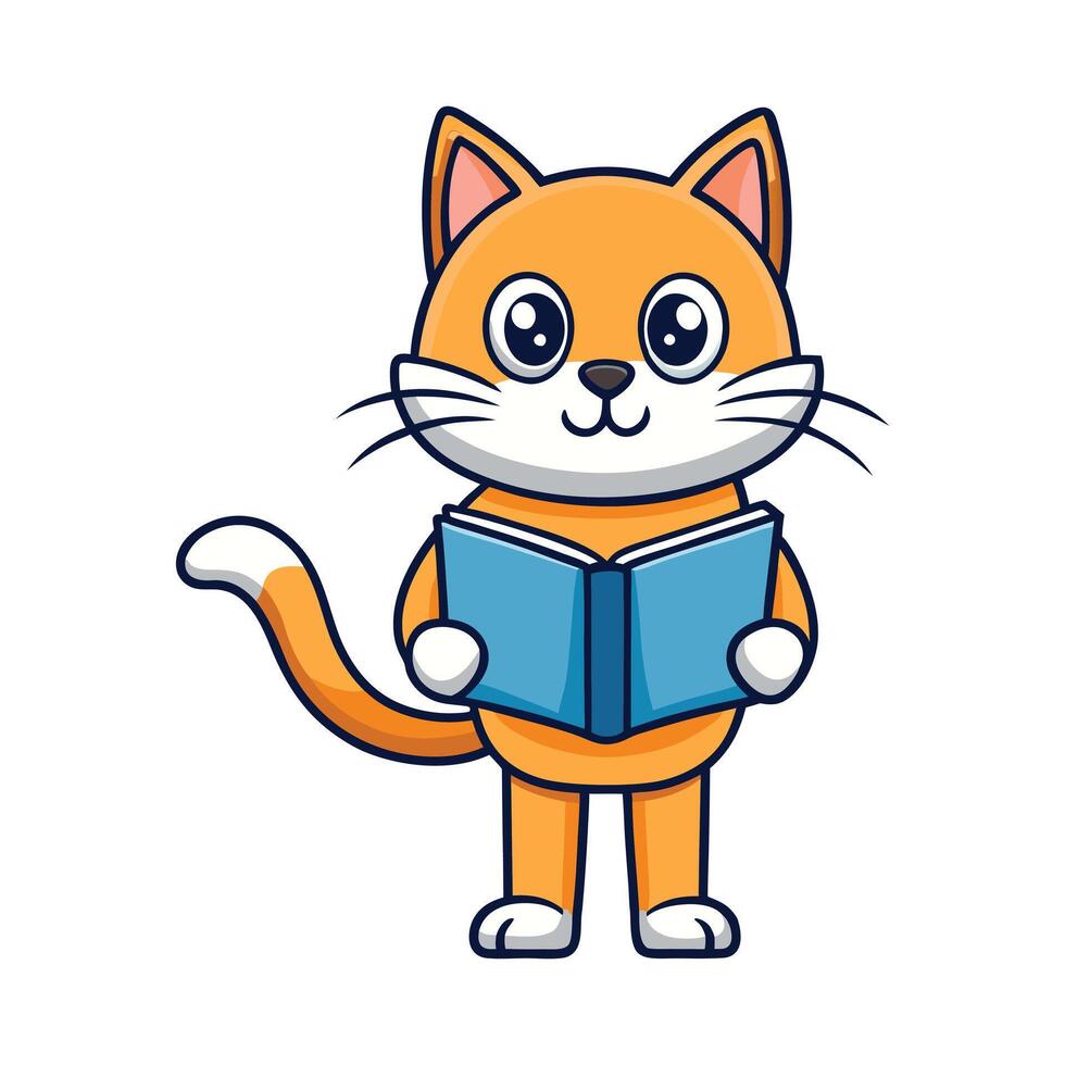 Cat Reading Images vector