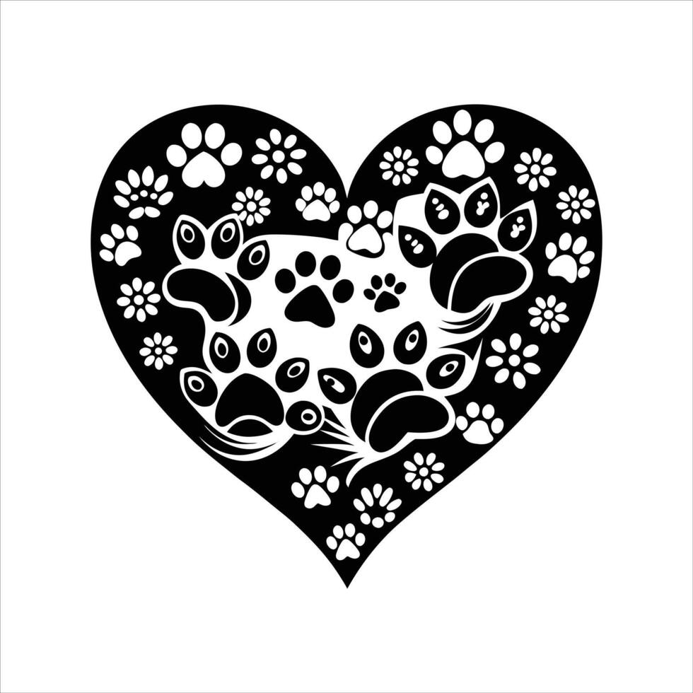 Beautiful Paw Heart vector